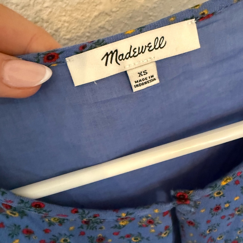 Madewell Blue Floral Tiered Maxi Dress with Tie Sleeves - Picture 5 of 6